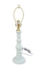 Table Lamp Base; glass, milk white, raised ornate detail,