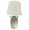 Table Lamp Base; Pottery, green reactive glaze, 3 sided urn,