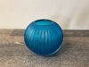 Pair of Larger Blue Glass Ribbed Bubble Bowl Vases