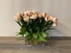 SILK Peach French Tulips in Oval Glass