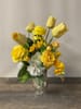 SILK Yellow Arrangement in Mercury Glass