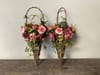SILK Pink Flower Girl Cone Baskets