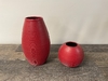 Red Rubber Ribbed Vase