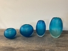 Blue Glass Ribbed Ombre Vase