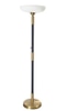 Floor lamp WITH SHADE, frosted glass, black pole, brass base