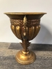 Gold Antiqued Metal Filigree Urn or Vase