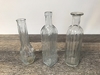 Tall Glass Ribbed Bud Vase with Narrow Neck