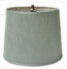 Lamp Shade; raw silk sage green, tapered drum shape
