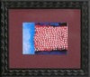 Cleared Print, Blue Ground red flame with white dots,