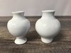 White Ceramic Round Bud Vase B