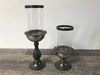Metal and Glass Pedestal Candle Holder B