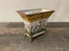 Vintage Brass Footed Trapezoid Floral Vase