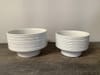 White Ribbed Ceramic Footed Bowl