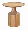 Side table:  round natural wood top and pedestal