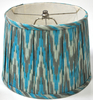 Lamp Shade; Teal, taupe, mint green chevron pattern, pleated