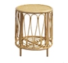 Bedside table; round rattan, lower shelf