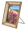 Picture Frame; CLEARED, glass with natural cane wicker overlay,