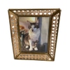 Picture Frame; CLEARED, glass with natural cane wicker overlay,