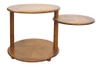 Side table;  vintage, oak, swing out circle arm