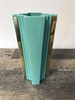 Vintage Deco Aqua Ceramic Vase with Brass Fittings