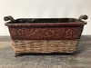 Metal and Wicker Embossed Footed Container