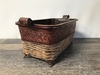 Metal and Wicker Embossed Footed Container