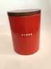 Large Vintage Burnt Orange Lidded Kitchen Canister - Flour