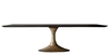 dining table; black oak, brass base