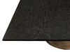 dining table; black oak, brass base