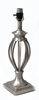 Table lamp Base; satin silver, open urn shape, square step