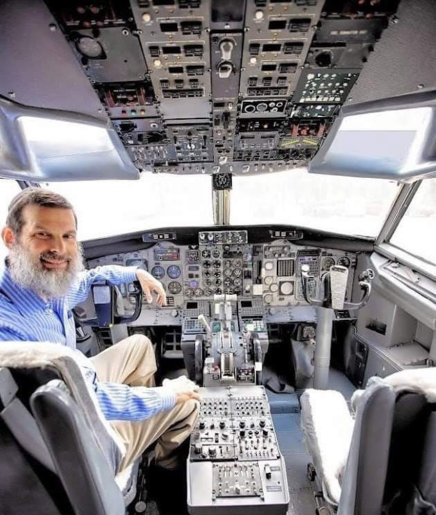 RJ in the cockpit of an airplane set